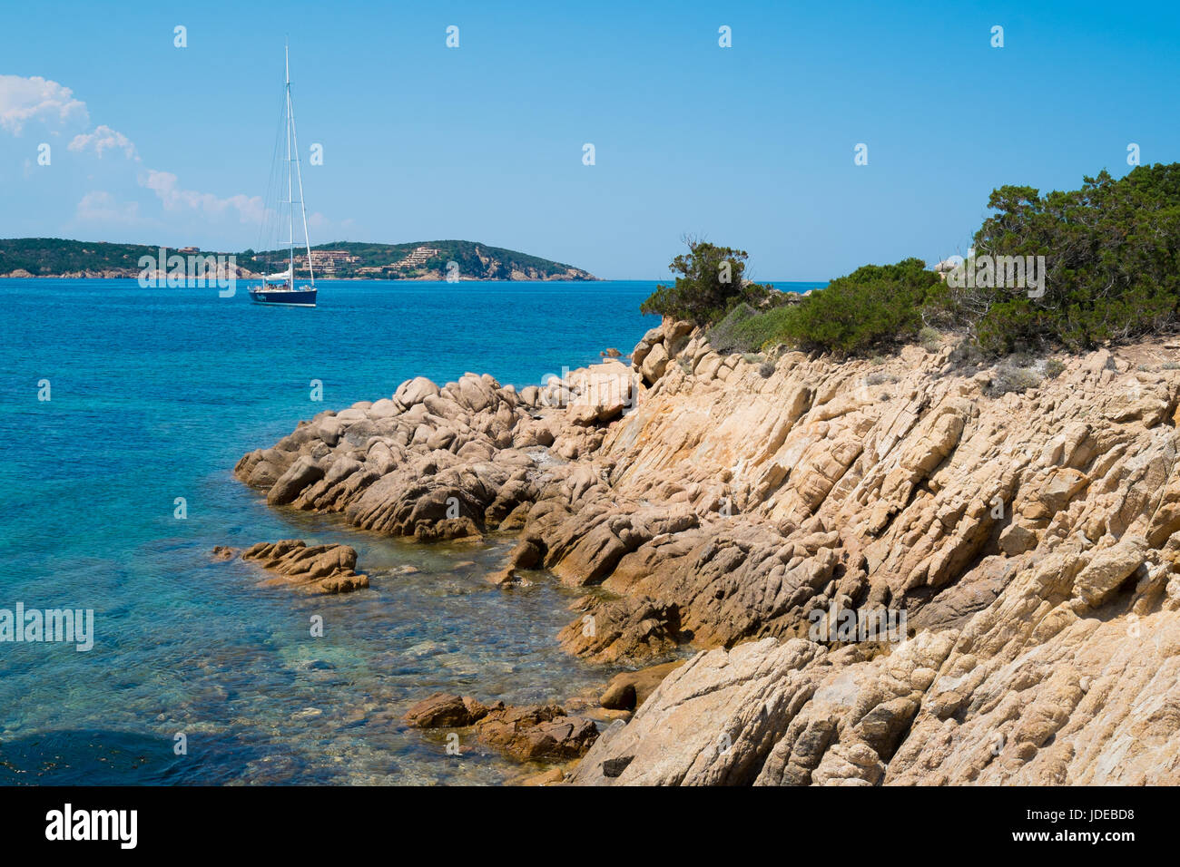 Grande spiaggia del Pevero in Costa Smeralda nel nord della Sardegna, Italia Foto Stock