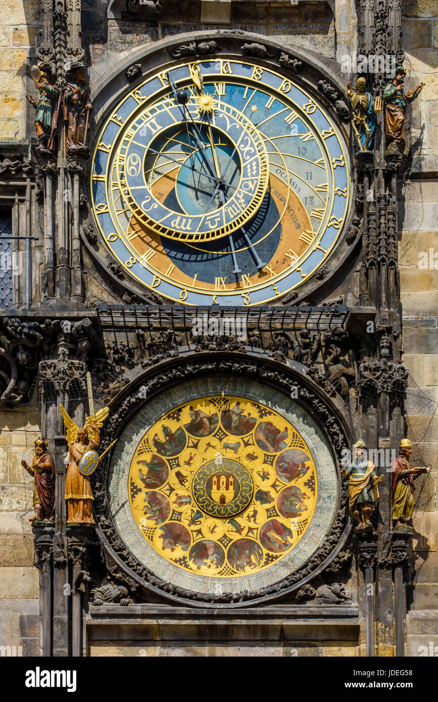 L'orologio astronomico di Praga, Praga, Boemia, Repubblica Ceca Foto Stock
