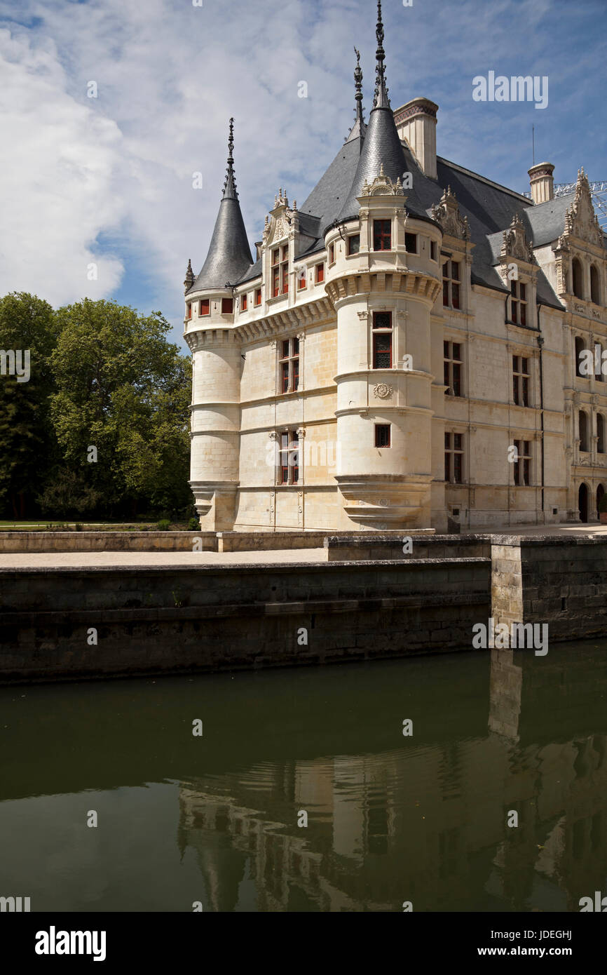 Azay le Rideau, dipartimento dell'Indre-et-Loire Chateau, Francia, Europa Foto Stock