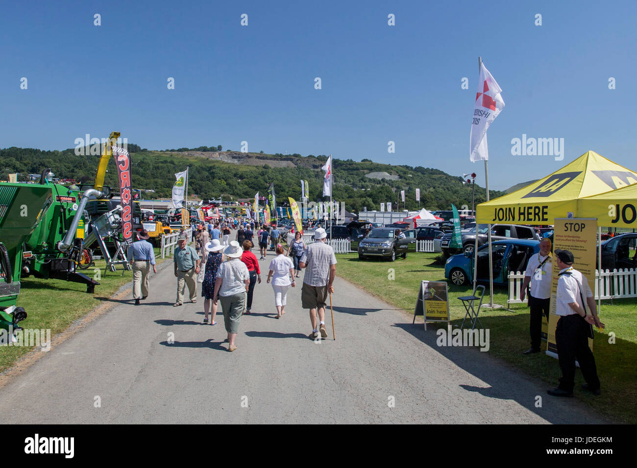 Vista generale del Royal Welsh Showground, Llanelwedd, Builth Wells, Powys, Wales, Regno Unito, 19 luglio 2016. Foto Stock