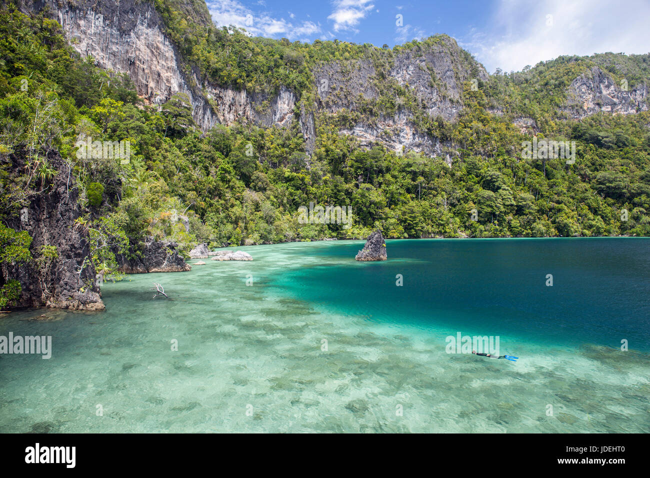 Le isole della roccia di Raja Ampat, Papua occidentale, in Indonesia Foto Stock