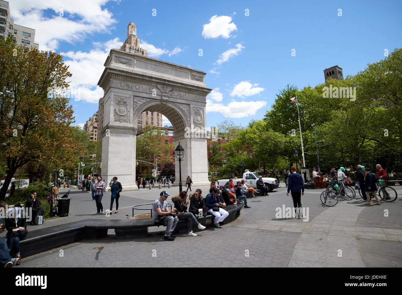 Washington Square park e arco di New York City STATI UNITI D'AMERICA Foto Stock