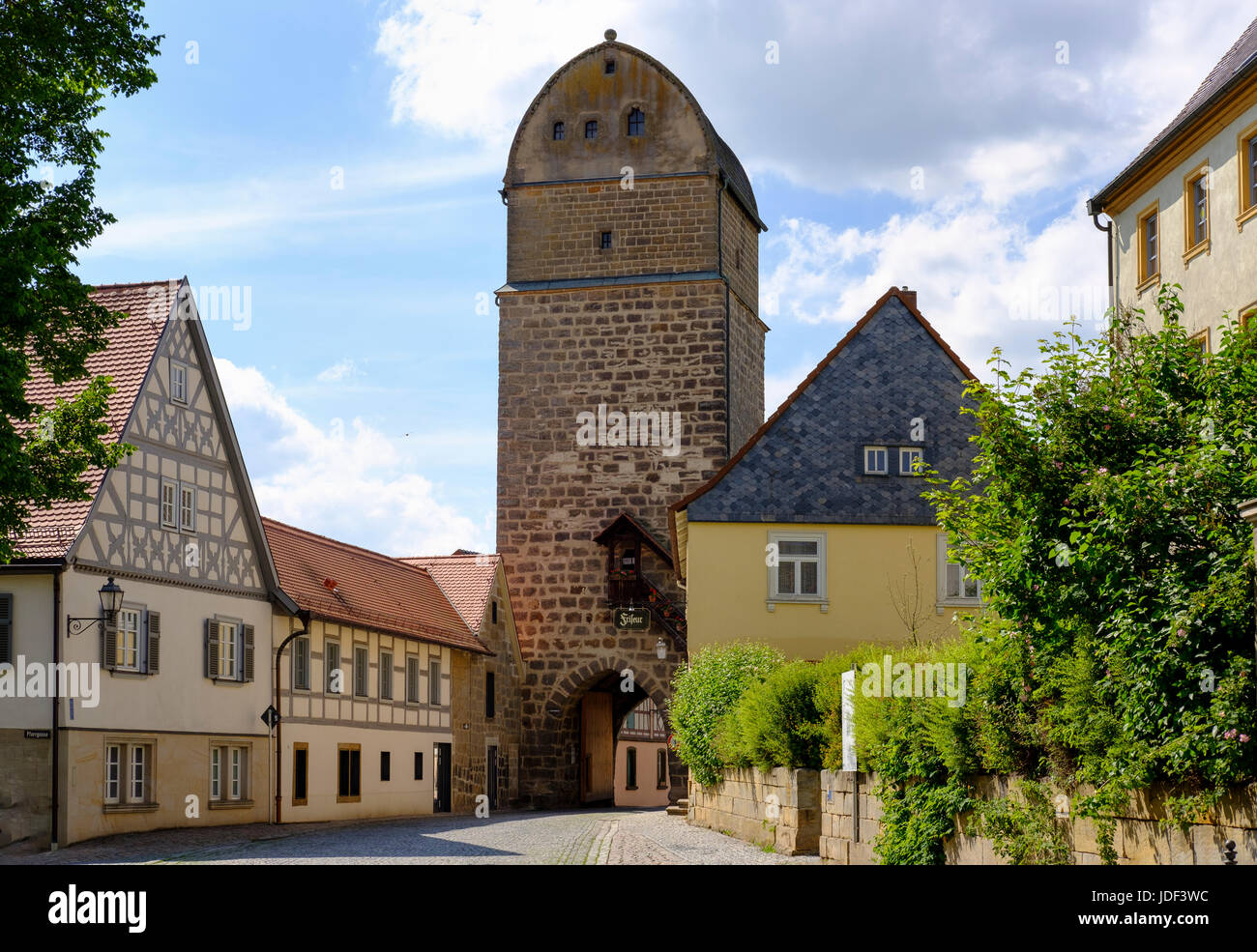 Hattersdorfer city gate, Seßlach, Alta Franconia, Franconia, Baviera, Germania Foto Stock