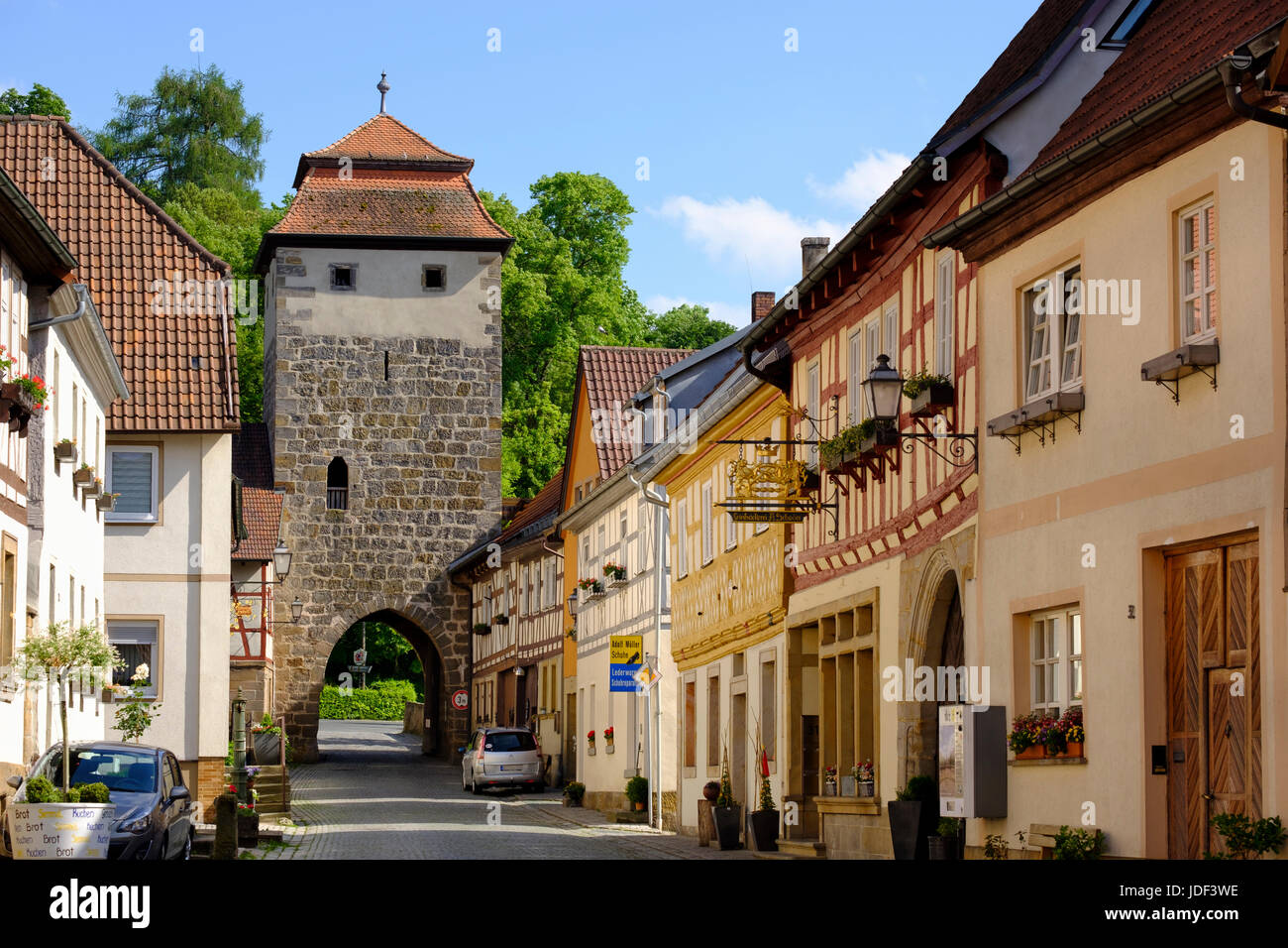 Geiersberger torre di porta, Seßlach, Alta Franconia, Franconia, Baviera, Germania Foto Stock