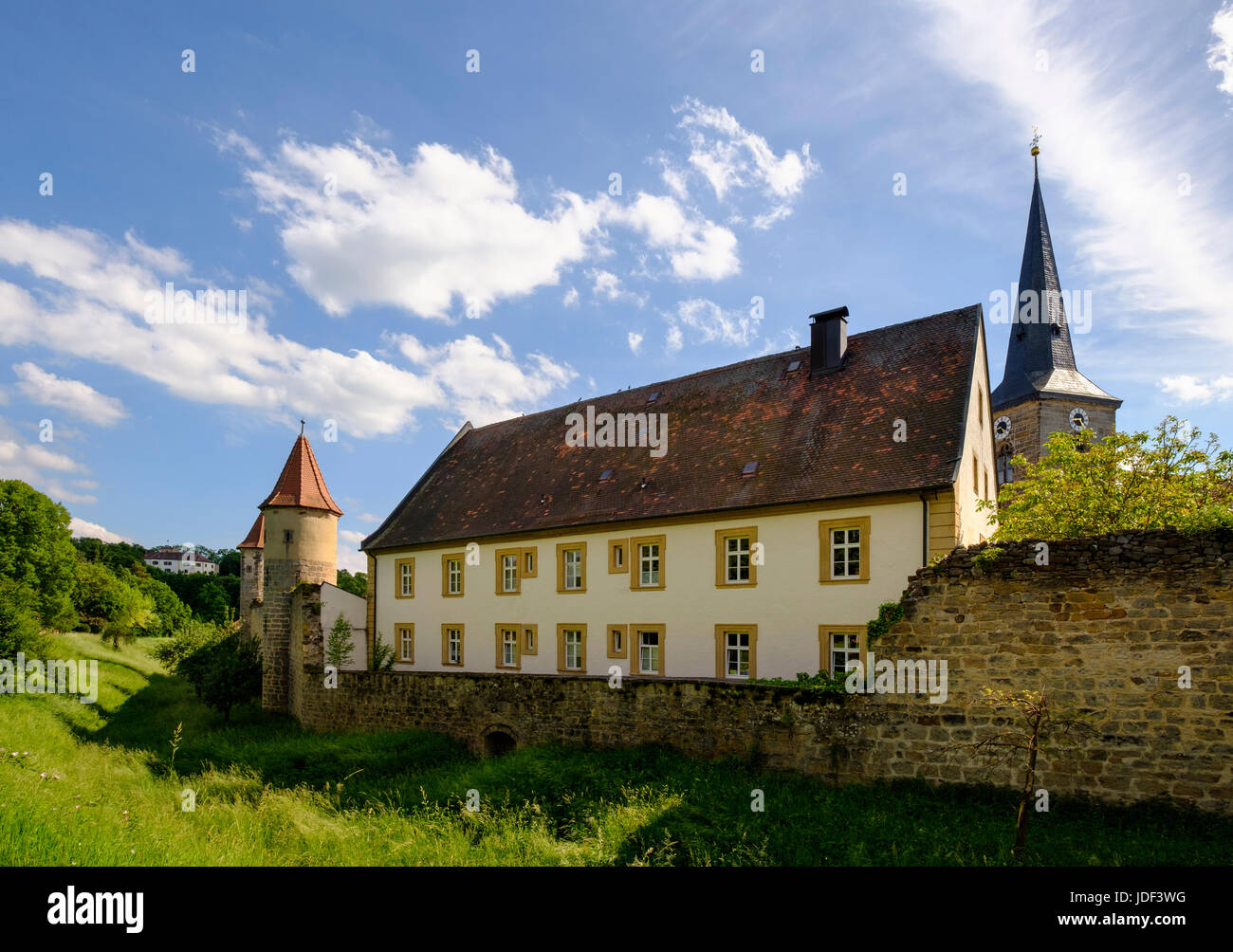 Parete della città, Seßlach, Alta Franconia, Franconia, Baviera, Germania Foto Stock