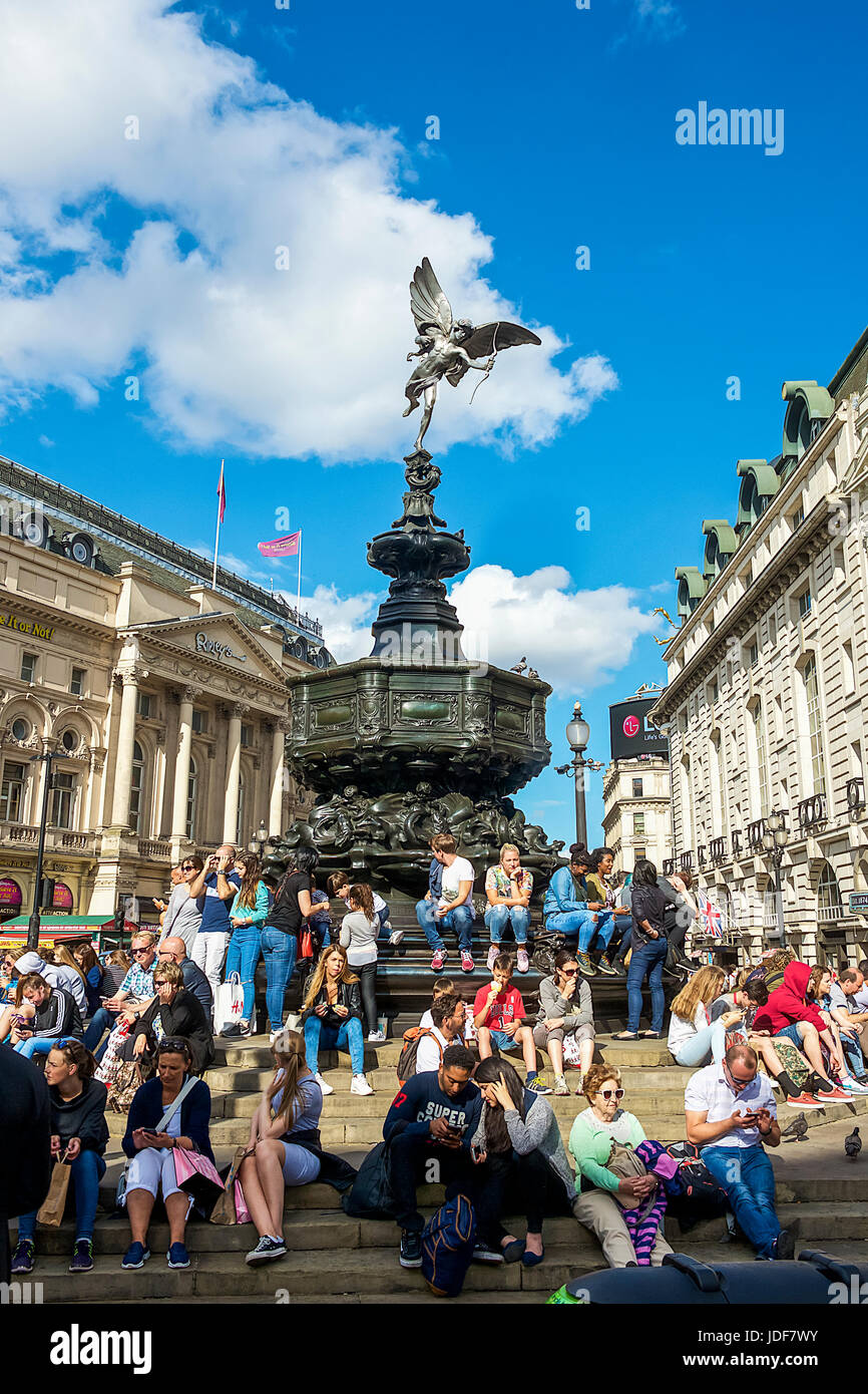 Shaftesbury Memorial Fountain a Piccadilly Circus Foto Stock