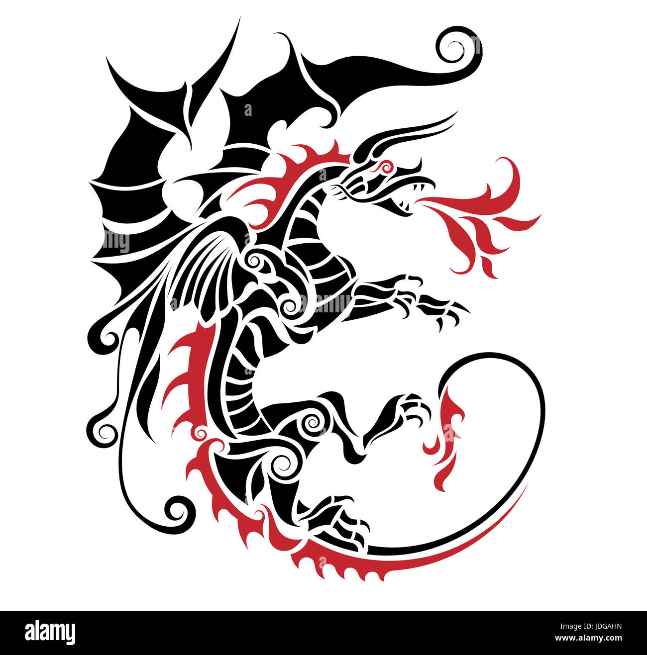 Tribal dragon tattoo illustrazione Foto Stock