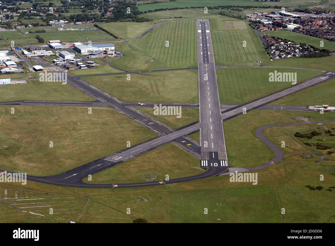 Vista aerea dell'aeroporto di Blackpool, Lancashire Foto Stock