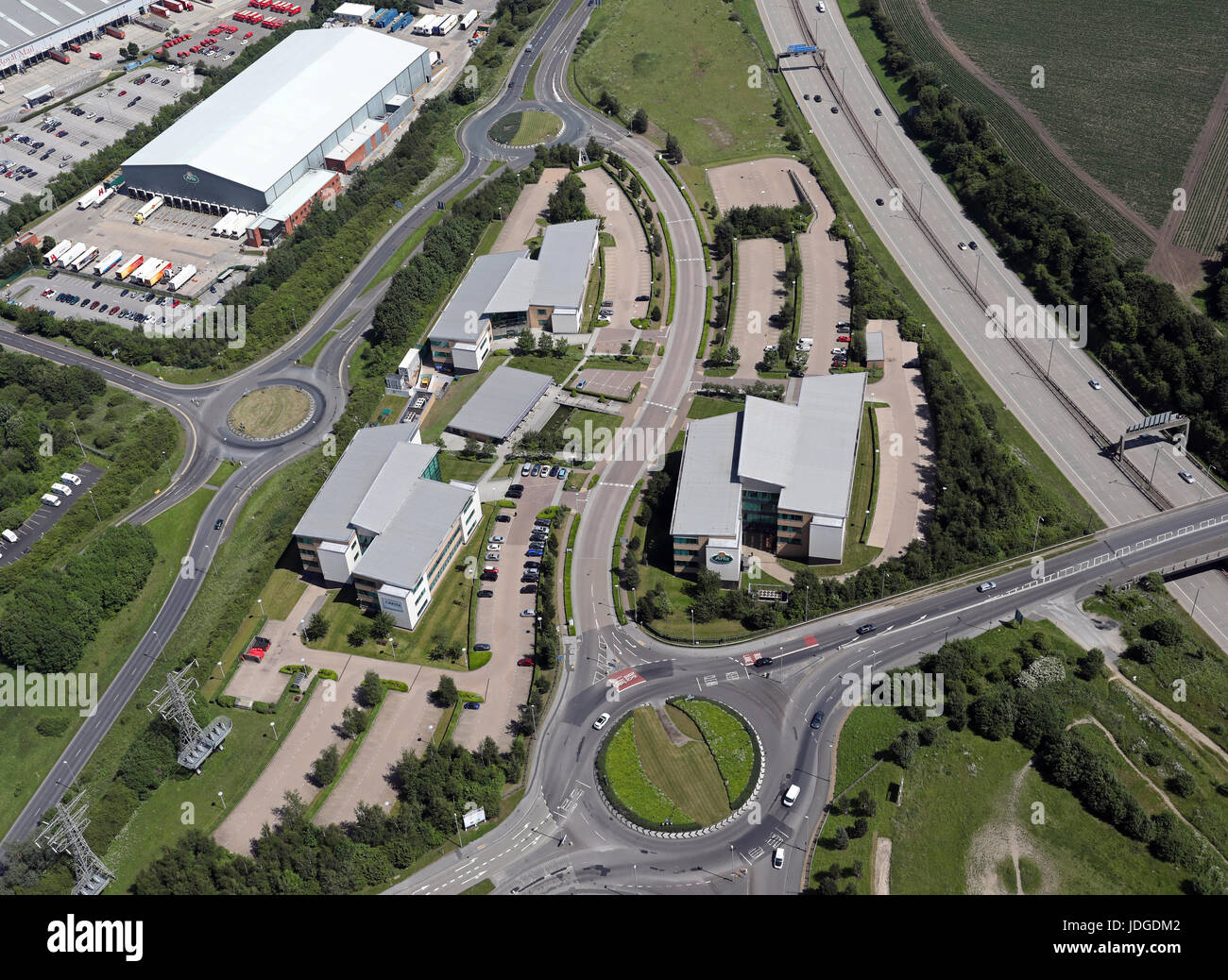 Vista aerea del Valley Business Park, Leeds Foto Stock
