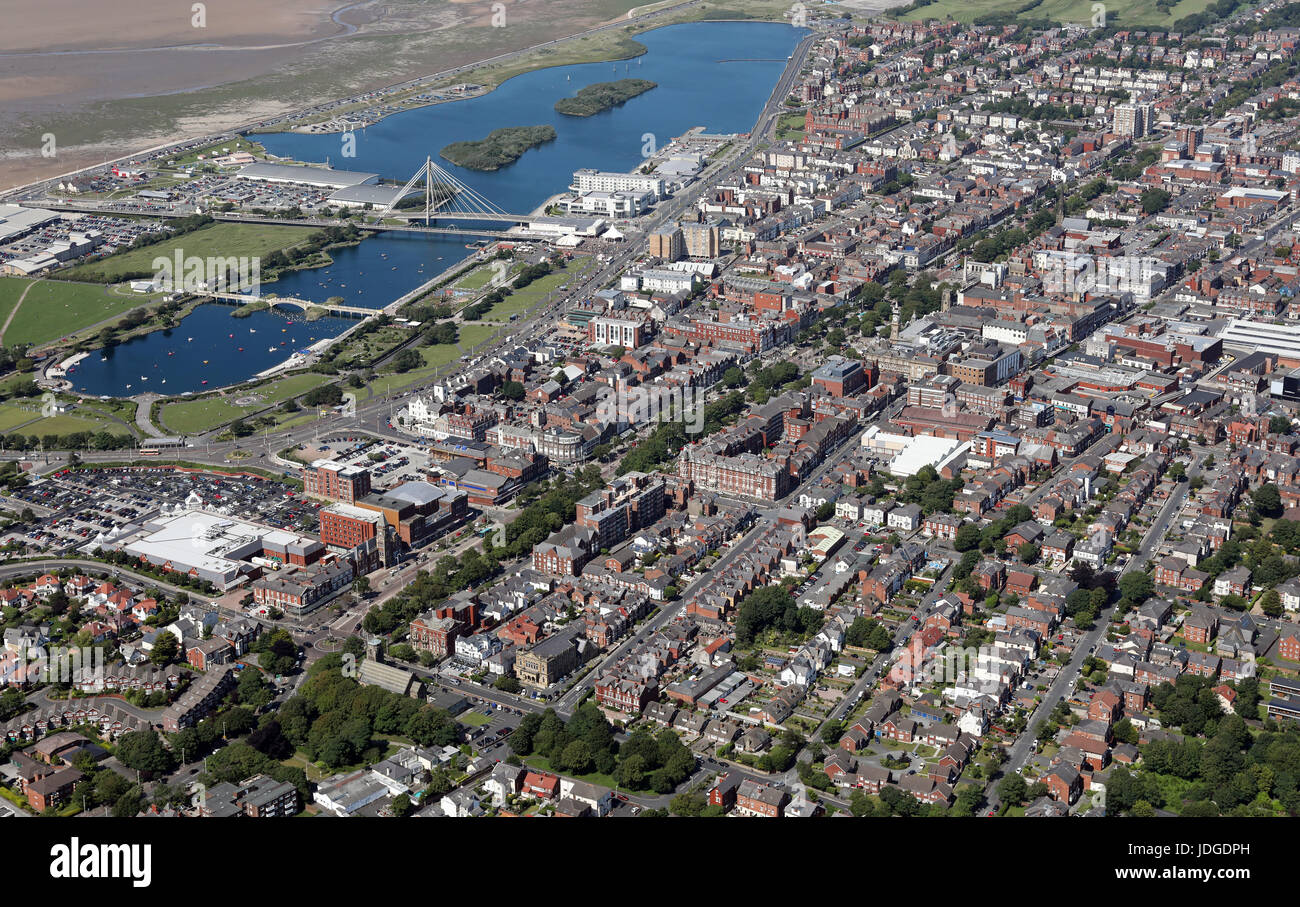 Vista aerea di Southport Town Center, Lancashire, Regno Unito Foto Stock