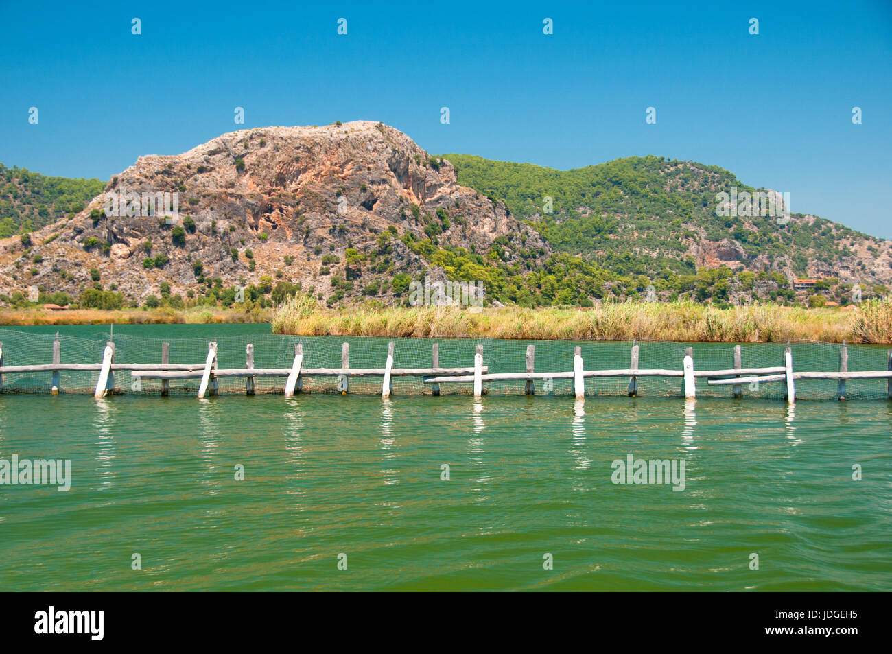 Dalyan River, scherma in acqua turtle hospital. Foto Stock