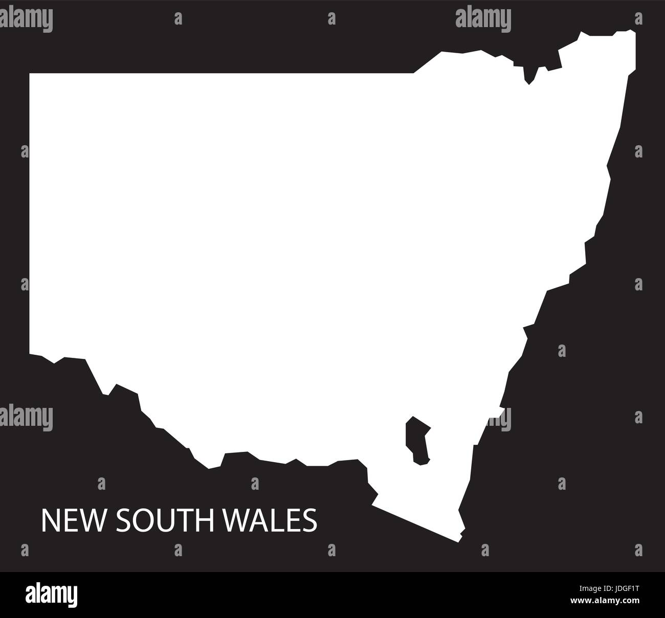 Nuovo Galles del Sud Australia mappa black invertito illustrazione silhouette Illustrazione Vettoriale