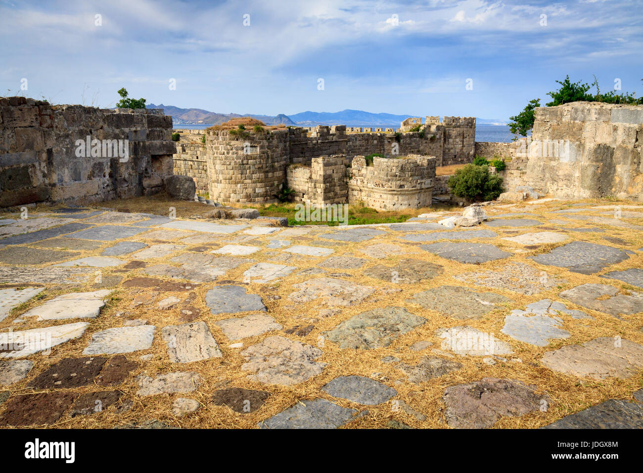 Fortezza di Neratzia le rovine del castello di Kos Island, Grecia. Foto Stock