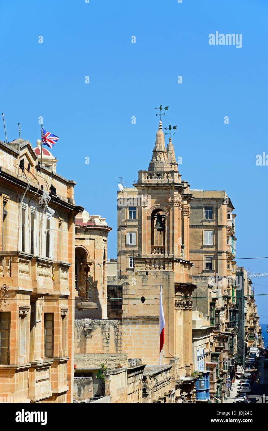 Sant'Agostino Chiesa lungo Old Bakery Street, Valletta, Malta, l'Europa. Foto Stock