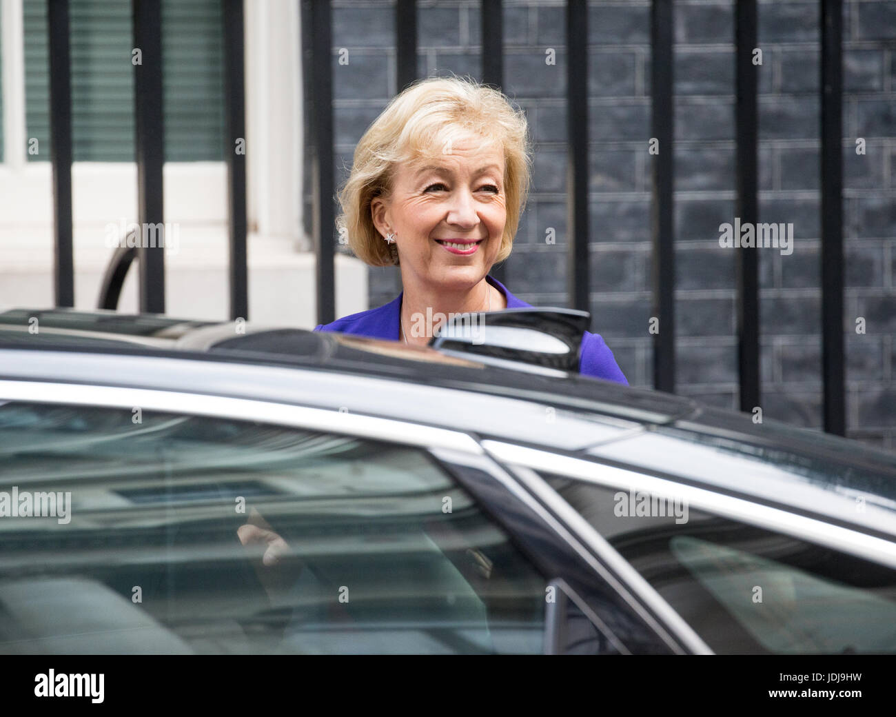 Andrea Leadsom, leader della House of Commons, arriva per una riunione del gabinetto Foto Stock