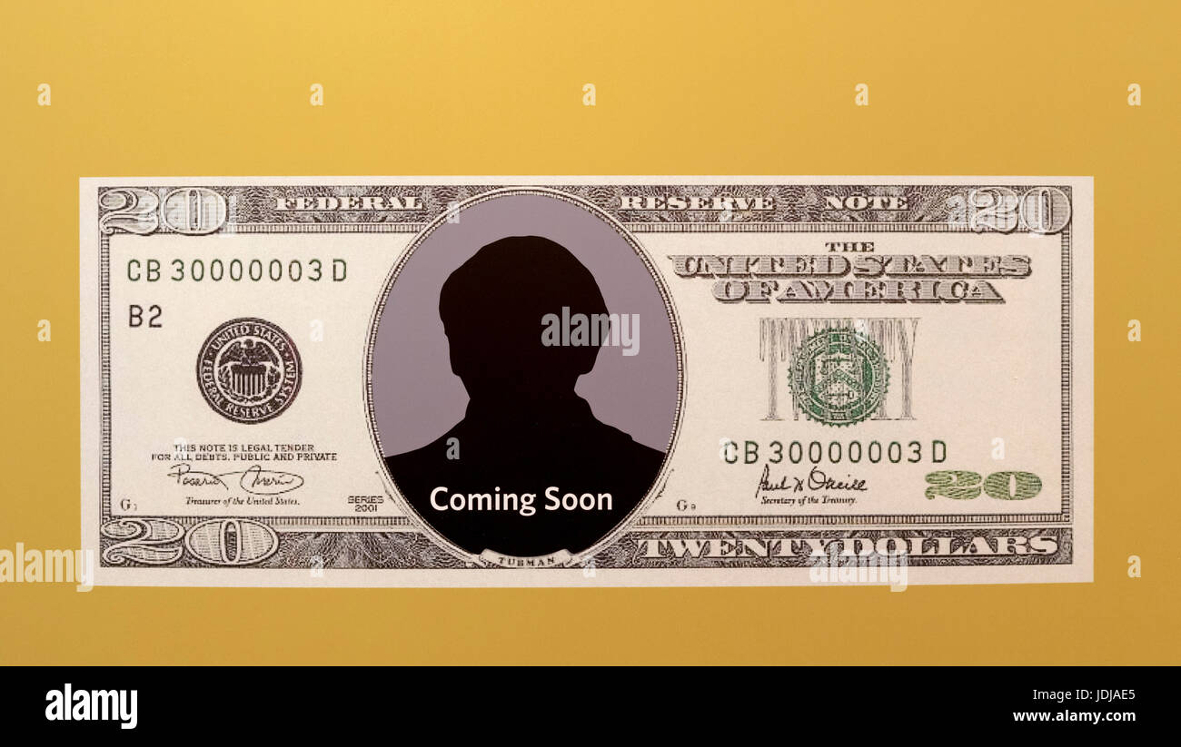 Chiesa Creek, Maryland - The Harriet Tubman Underground Railroad Visitor Center visualizza un'immagine del nuovo $20 bill, che è quello di portare la somiglianza Foto Stock