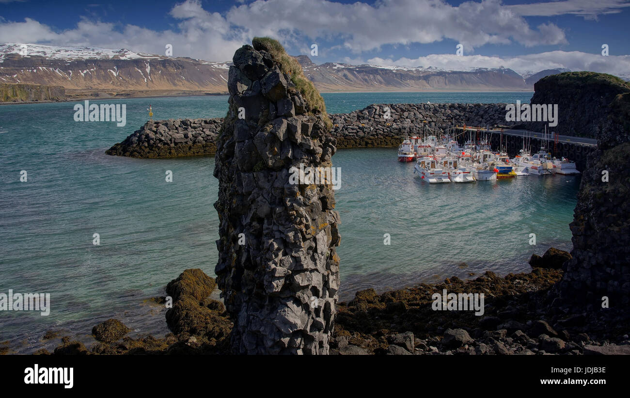 L'Europa, dell'Islanda, della costa, Snaefellsnes, Arnastapi, porto,, Europa, Isola, Kueste, Hafen, Foto Stock