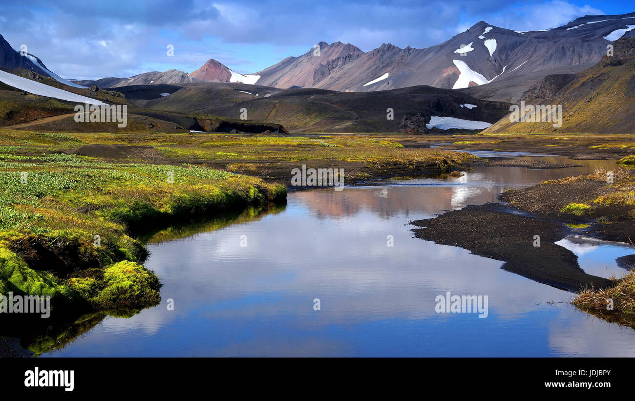 L'Europa, Scandinavia, Islanda, paesaggi con Landmannalaugar , Europa, Skandinavien, Isola, Landschaft Bei Landmannalaugar Foto Stock