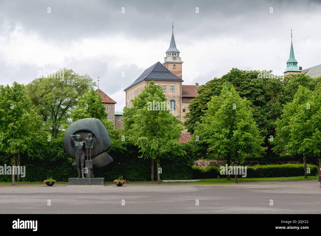 La Fortezza Di Akershus O Il Castello Di Akershus E Un Castello Medievale Che E Stata Costruita Per Proteggere Oslo Capitale Della Norvegia E Stato Anche Utilizzato Come Prigione Foto Stock