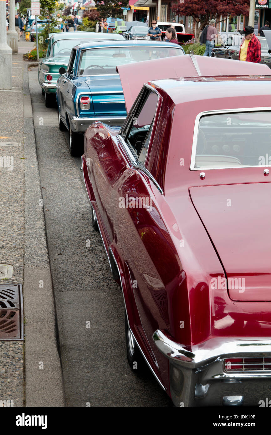 Automobili classiche a muscolo e Chrome Car Show in mare o, STATI UNITI D'AMERICA Foto Stock