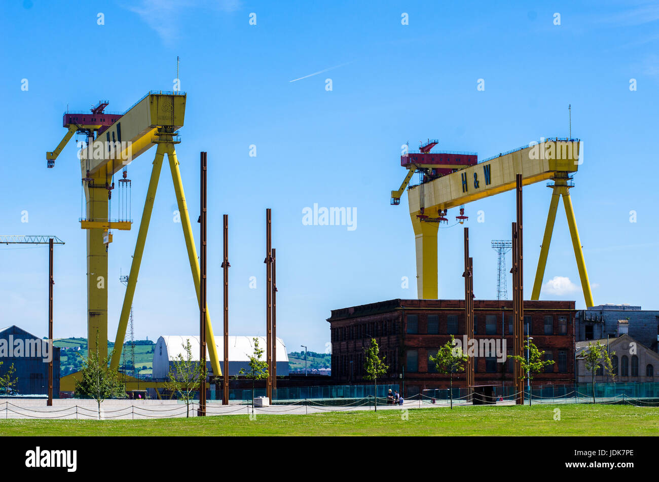 Titanic Quarter Queen isola del fiume Lagan Belfast Foto Stock