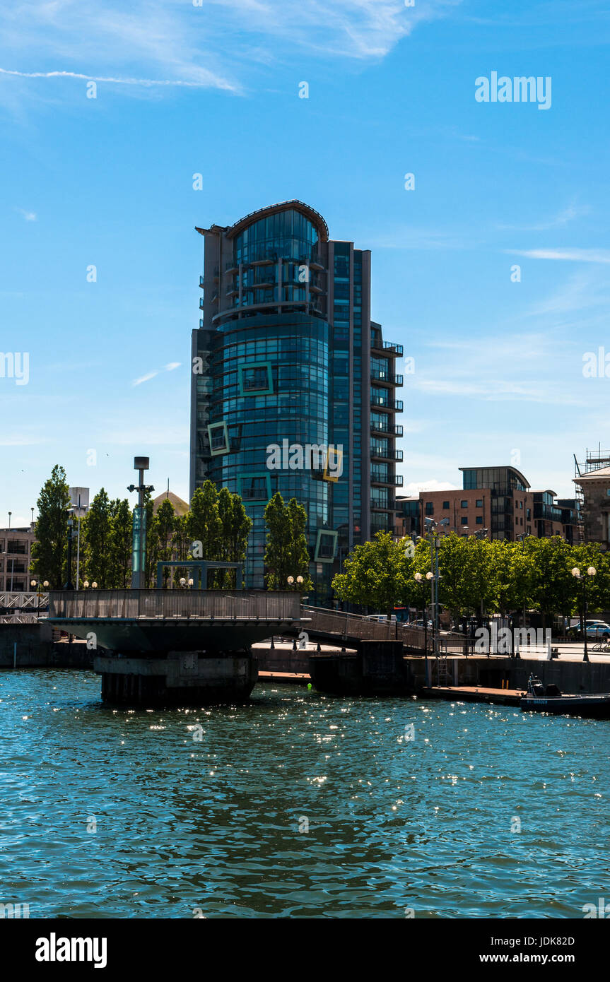 Titanic Quarter Queen isola del fiume Lagan Belfast Foto Stock