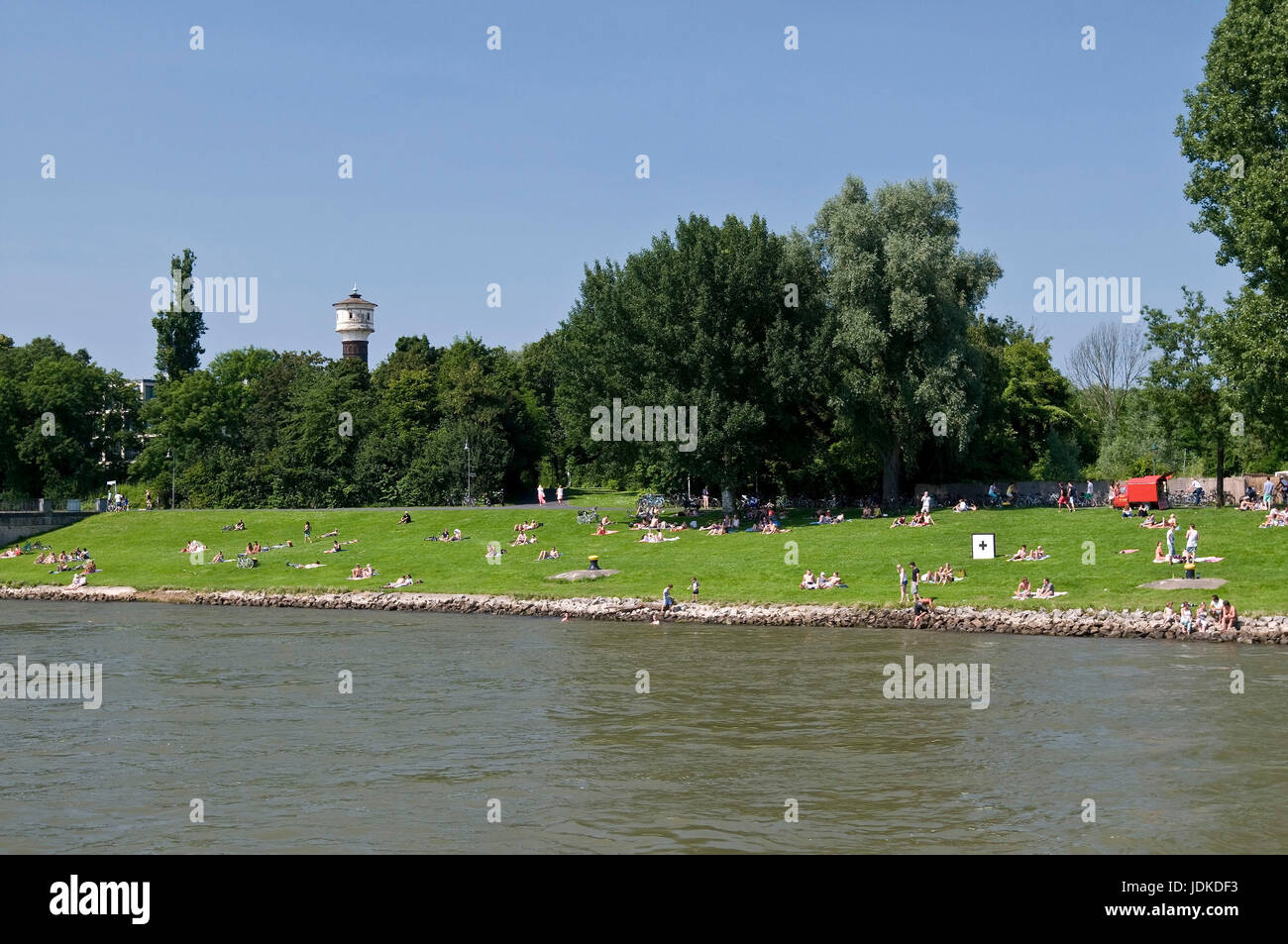 L'Europa, in Germania, in Renania settentrionale-Vestfalia, Bonn, Reno parte con Oberkassel, area prendisole, , Europa, Deutschland, Renania settentrionale-Vestfalia, Rheinpartie essere Foto Stock