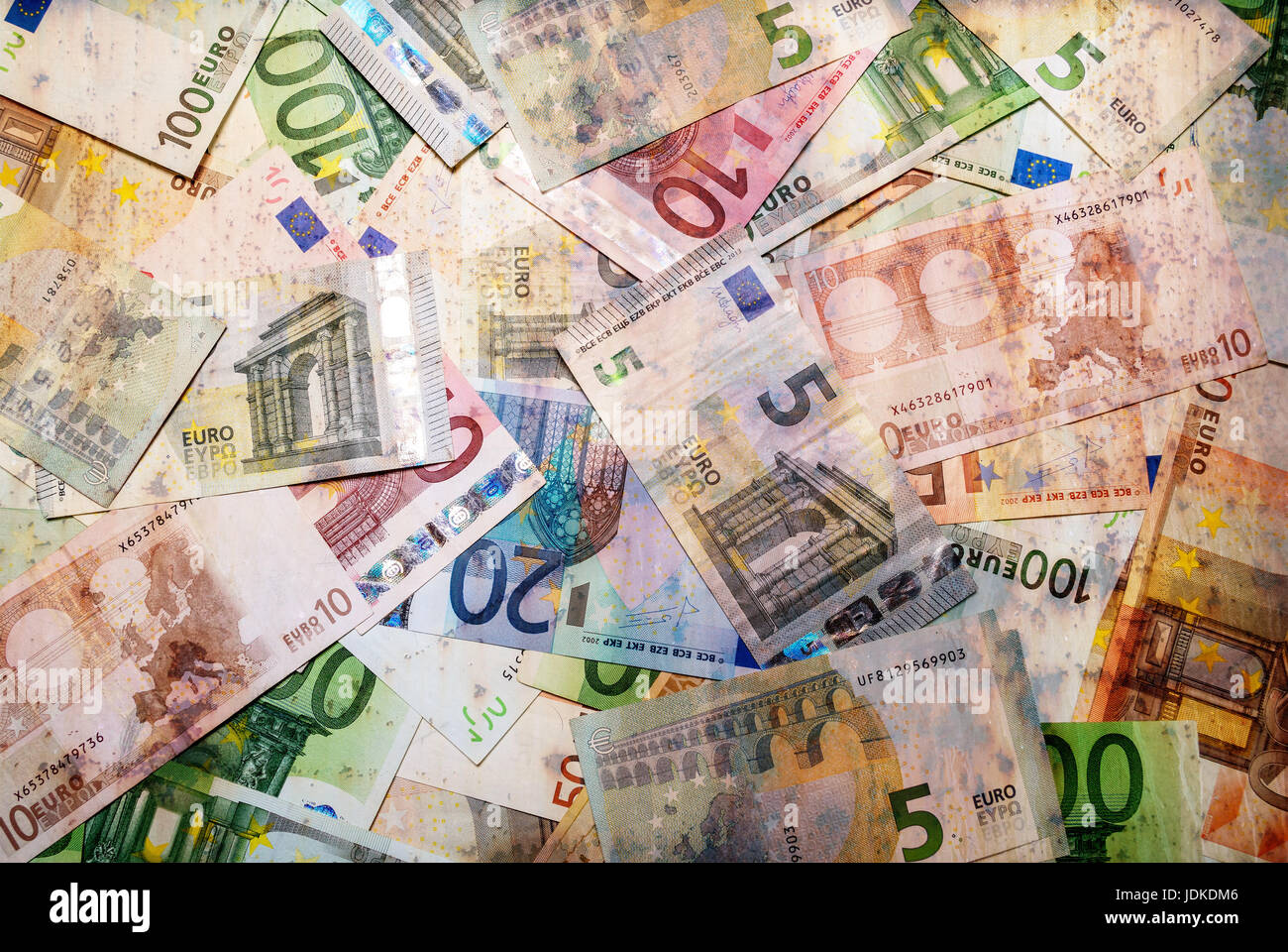 Serie di banconote in euro. Il denaro europeo sullo sfondo Foto Stock