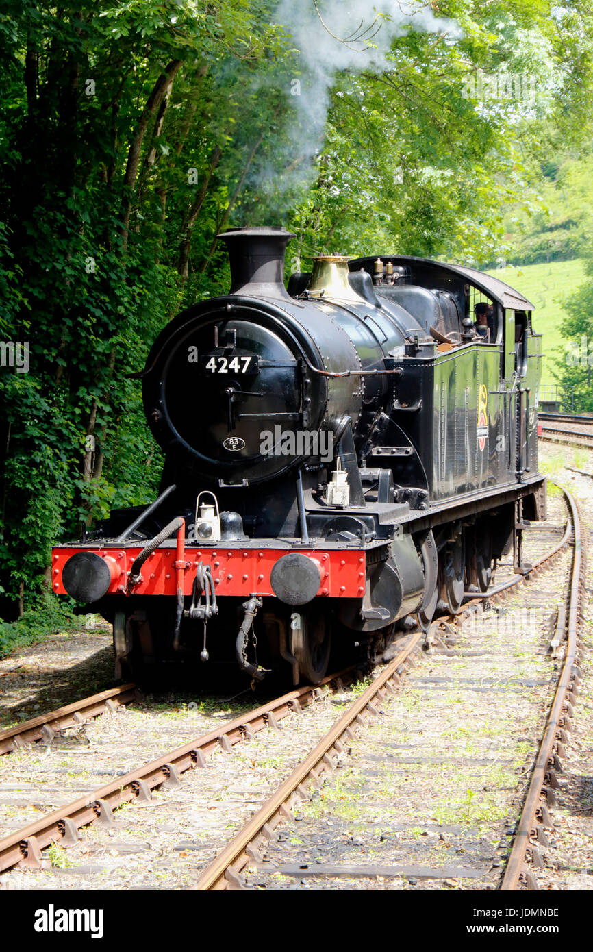 Una locomotiva a vapore a Bodmin vintage ferrovia in Cornovaglia Foto Stock