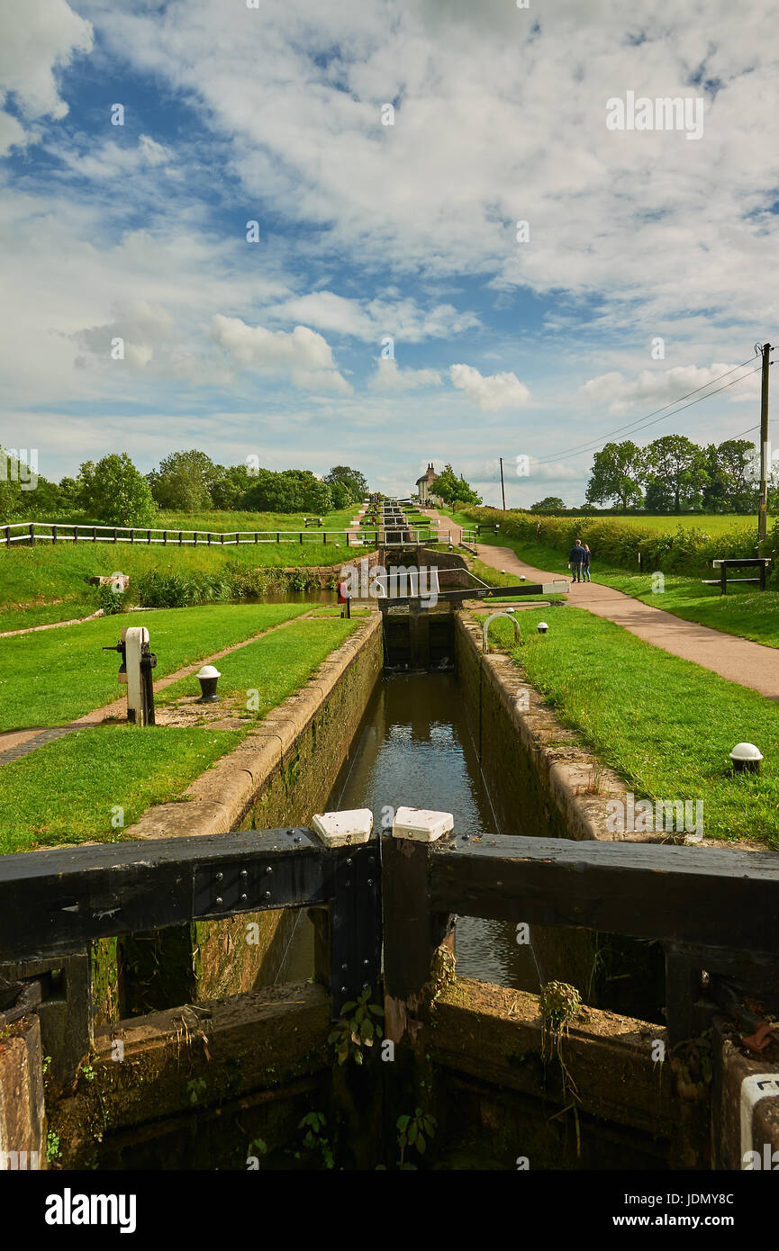Foxton si blocca sul braccio di Leicester del Grand Union Canal su una sera d'estate. Foto Stock