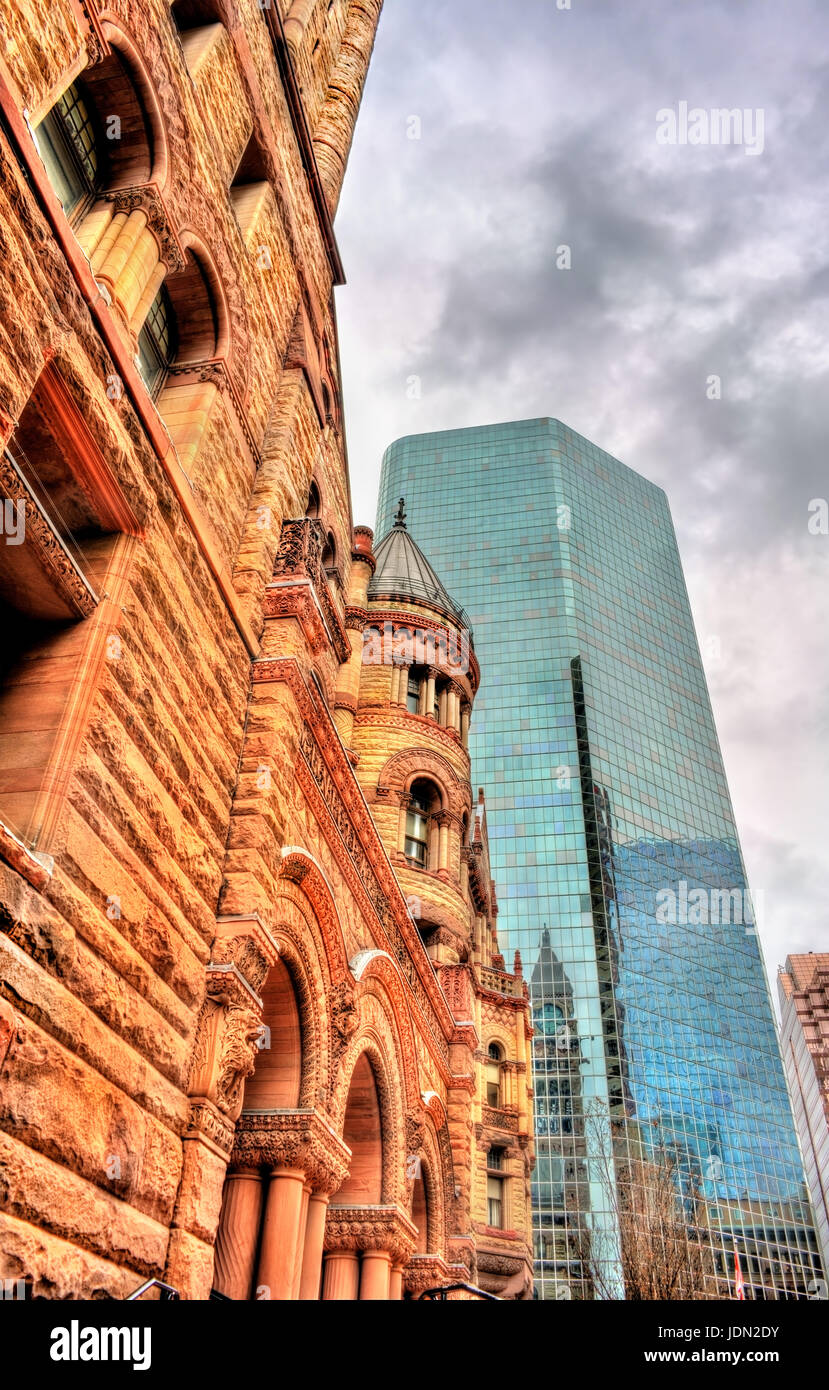 Il vecchio municipio, romanica palazzo civico e casa corte a Toronto in Canada Foto Stock