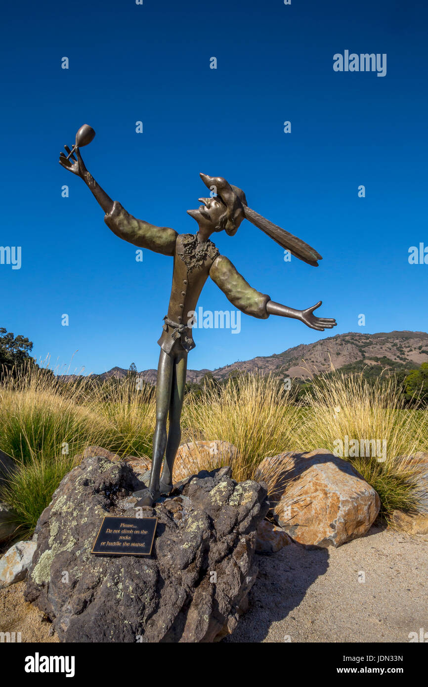 Il Personacordiale, originale scultura in bronzo di artista locale Larry gambo, feste di addio al celibato's Leap Cantine, Silverado Trail, Napa Napa Valley, California Foto Stock