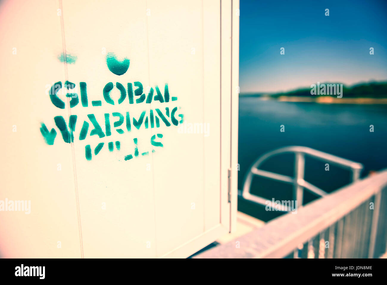 Graffiti del riscaldamento in tutto il mondo uccide, Graffiti Global Warming uccide Foto Stock
