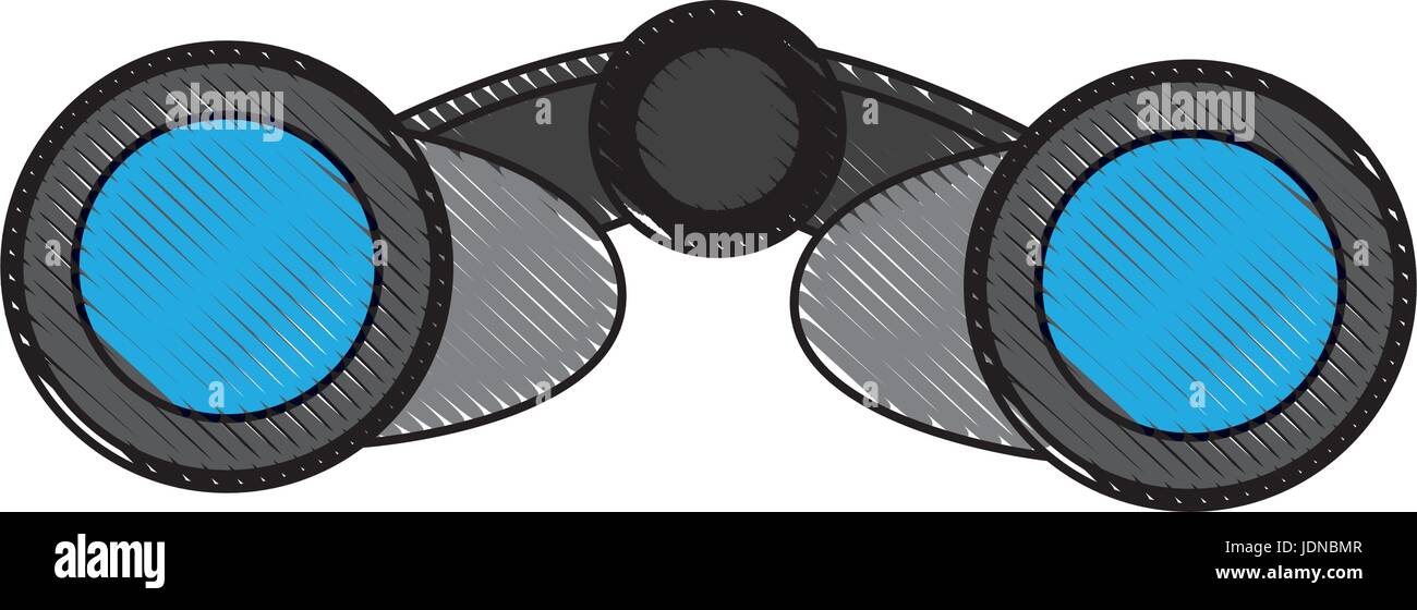 Binocolo elemento di business ottica lente e tema vista frontale Illustrazione Vettoriale