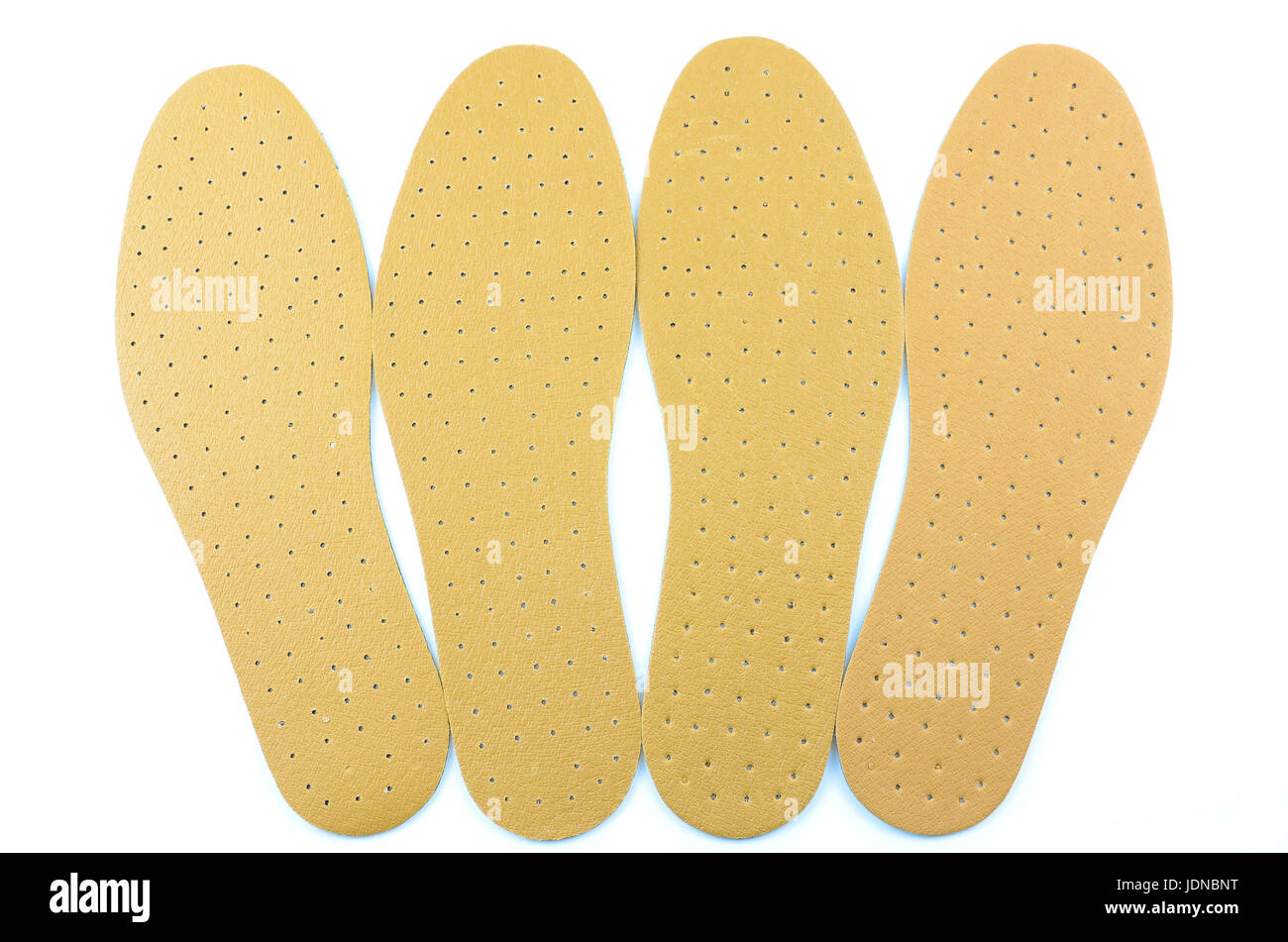 Pelle marrone scarpa solette fornire ulteriore comodità. Foto Stock