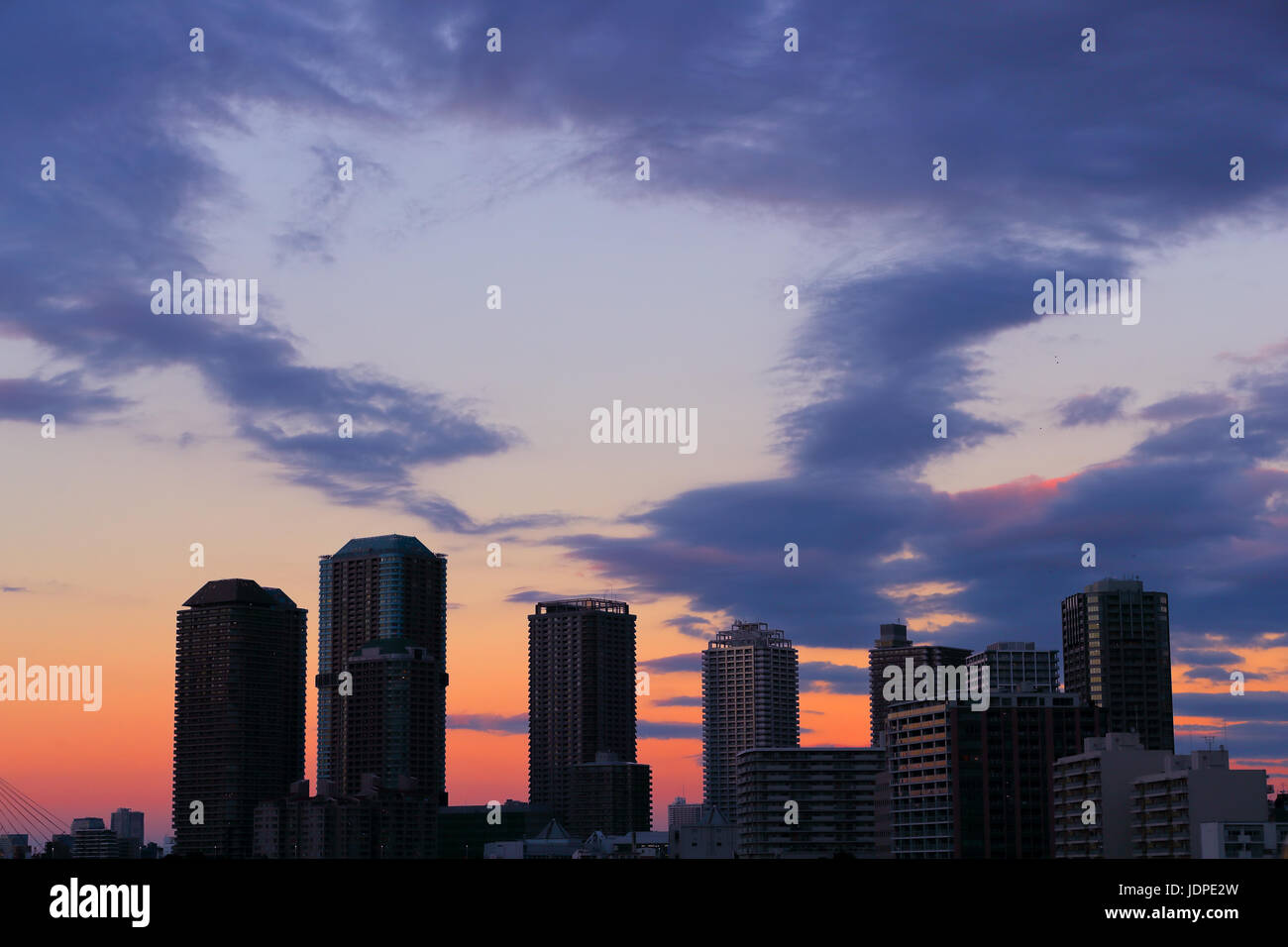 Cielo di tramonto su Tokyo, Giappone Foto Stock
