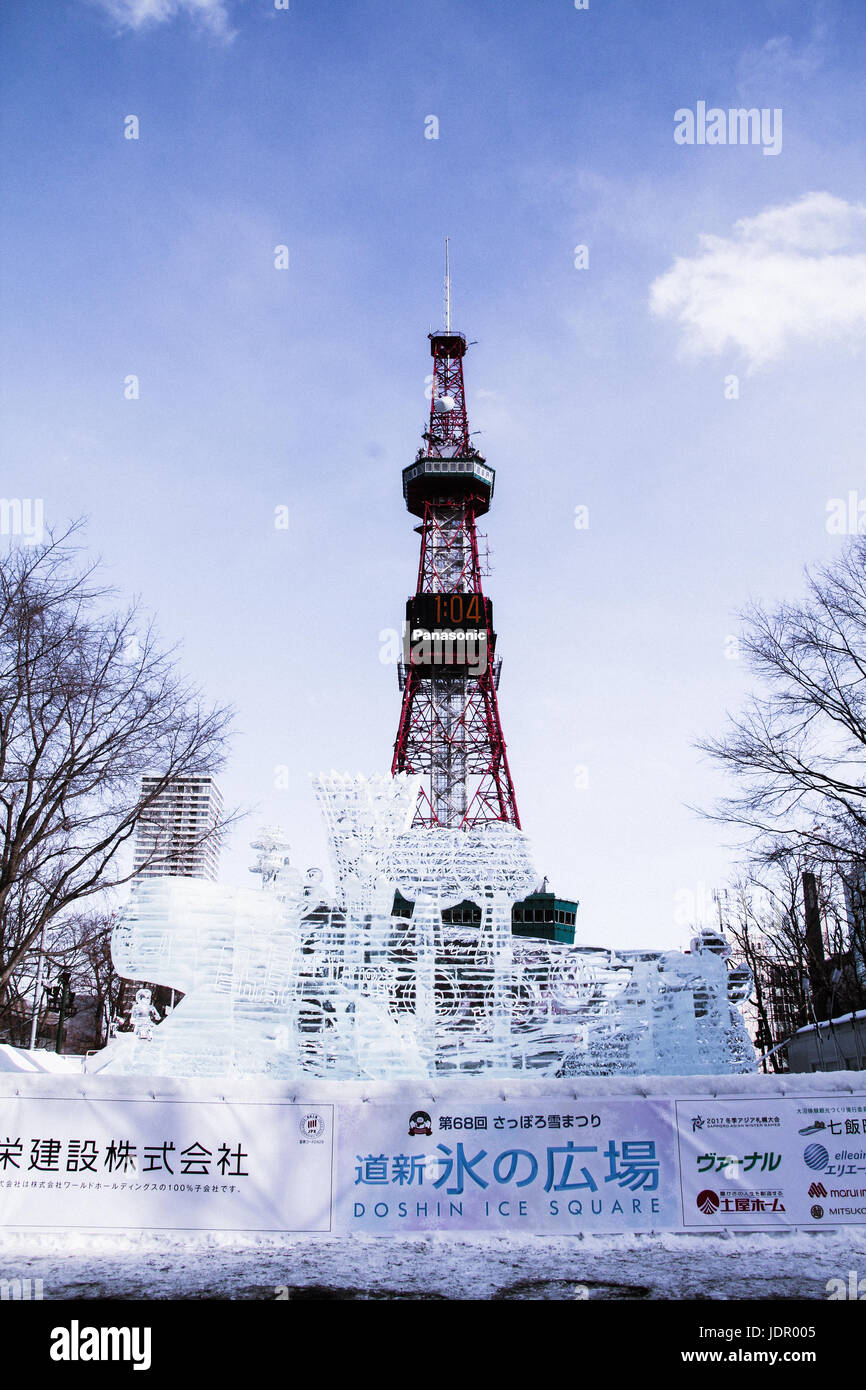 Sculture in 2017 Sapporo Snow Festival Foto Stock