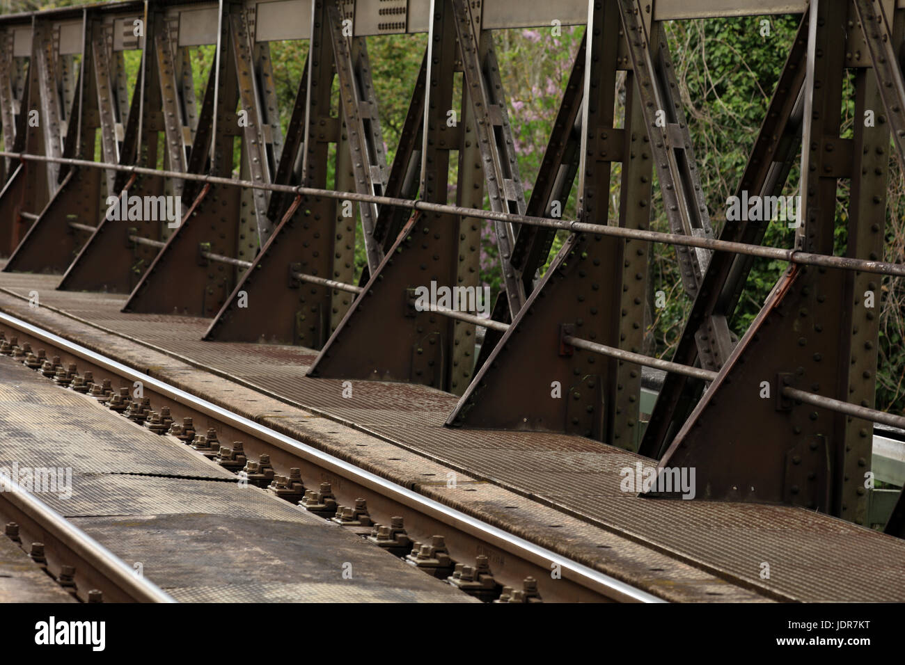Schienen Eisenbahnschienen Eisenbahnbrücke Foto Stock
