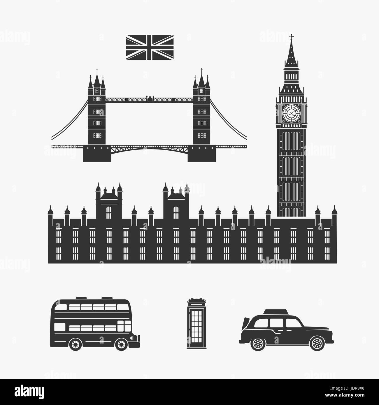 Inghilterra Londra gli elementi del vettore Illustrazione Vettoriale