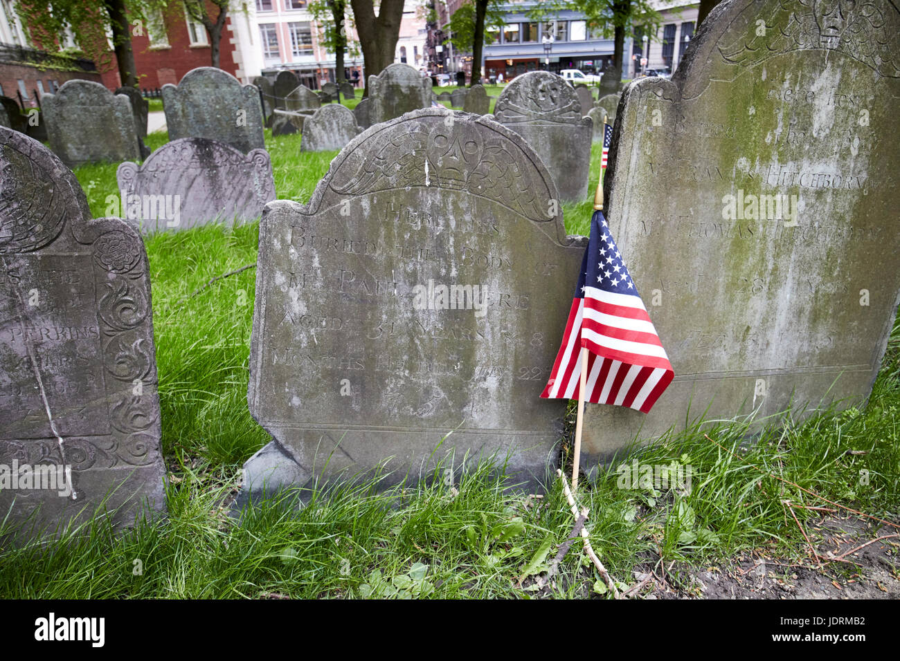 Tomba di Paul Revere snr granaio di massa di seppellimento di Boston STATI UNITI D'AMERICA Foto Stock