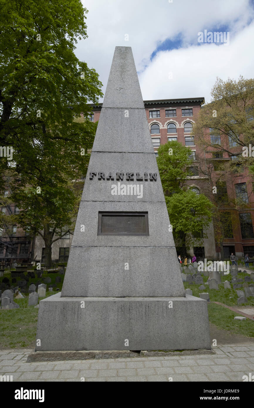 Benjamin franklins genitori memorial granaio di massa di seppellimento di Boston STATI UNITI D'AMERICA Foto Stock