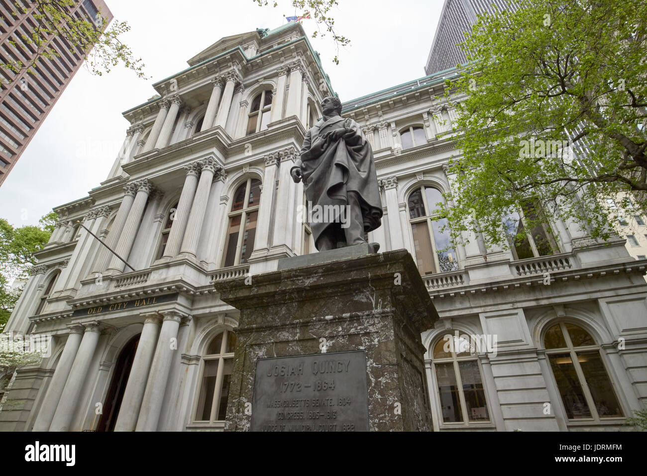 Statua di josiah quincy iii nella motivazione del vecchio municipio edificio Boston STATI UNITI D'AMERICA Foto Stock