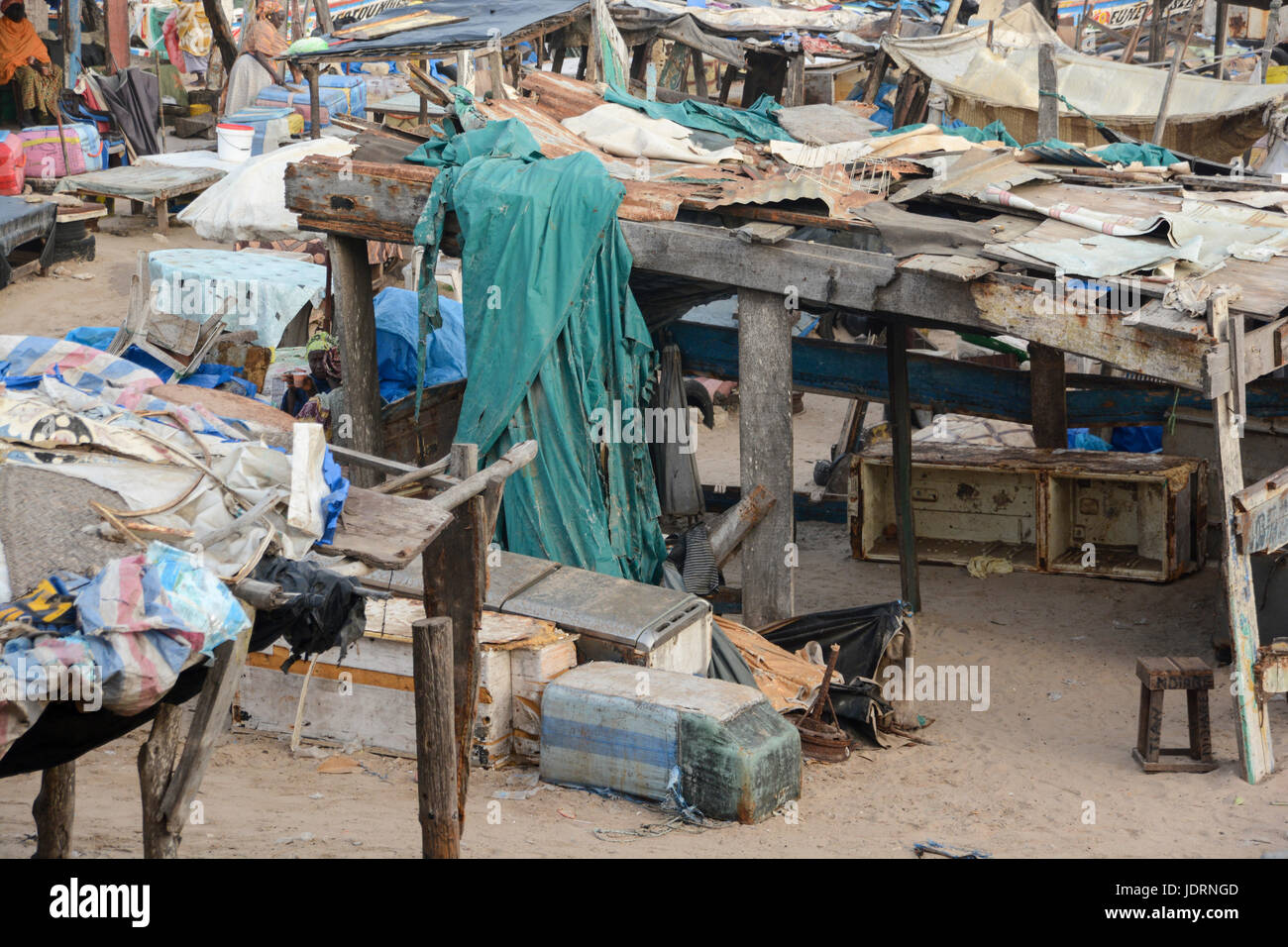 Spiaggia di Yoff mercato del pesce di Dakar in Senegal. Foto Stock