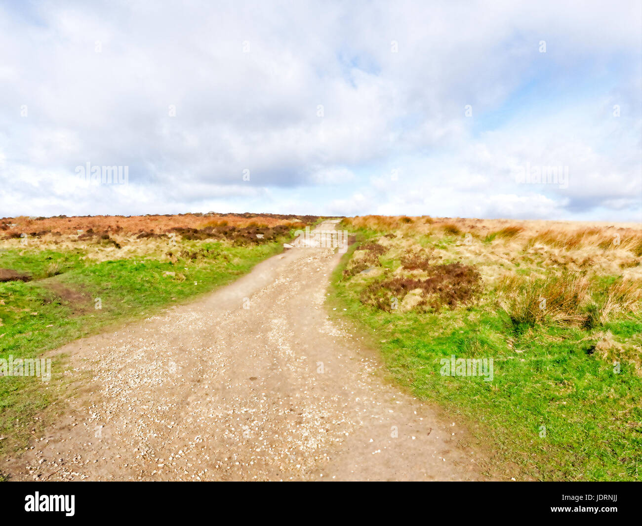 Percorso di arenaria conduce su un dolce pendio nel Derbyshire Dales Foto Stock