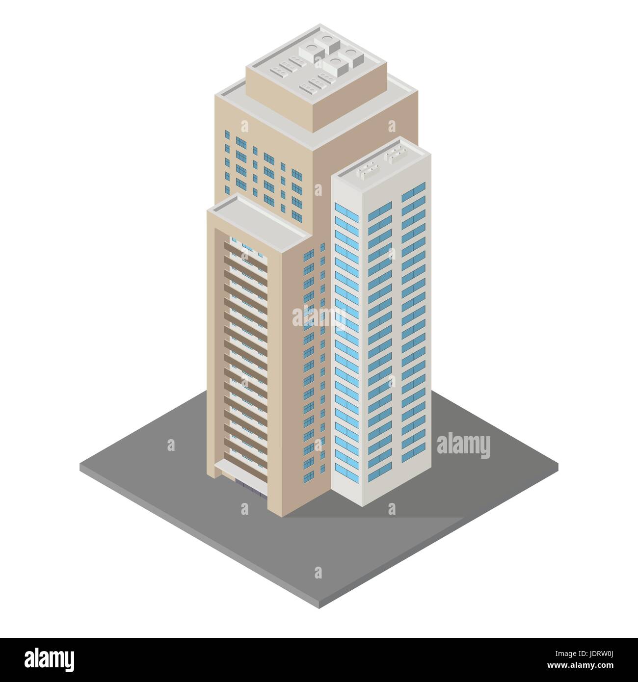 Vettore icona isometrica appartamento edificio città infrastruttura, architettura 3d elemento che rappresenta a bassa poli per la costruzione di città creazione della mappa. Illustrazione Vettoriale