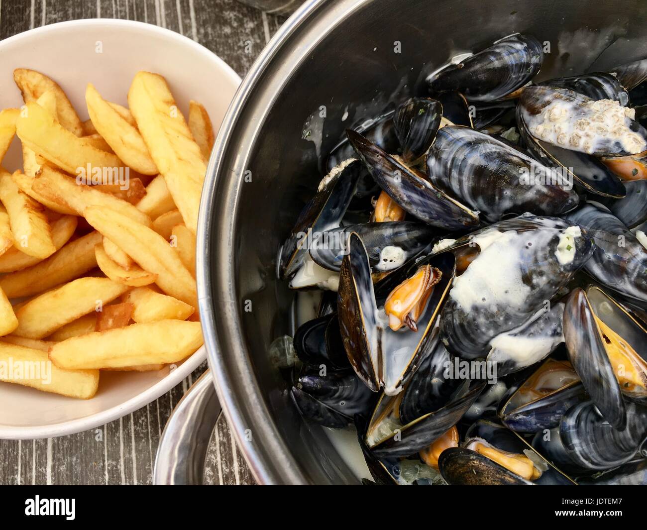 Moules Frites Foto Stock