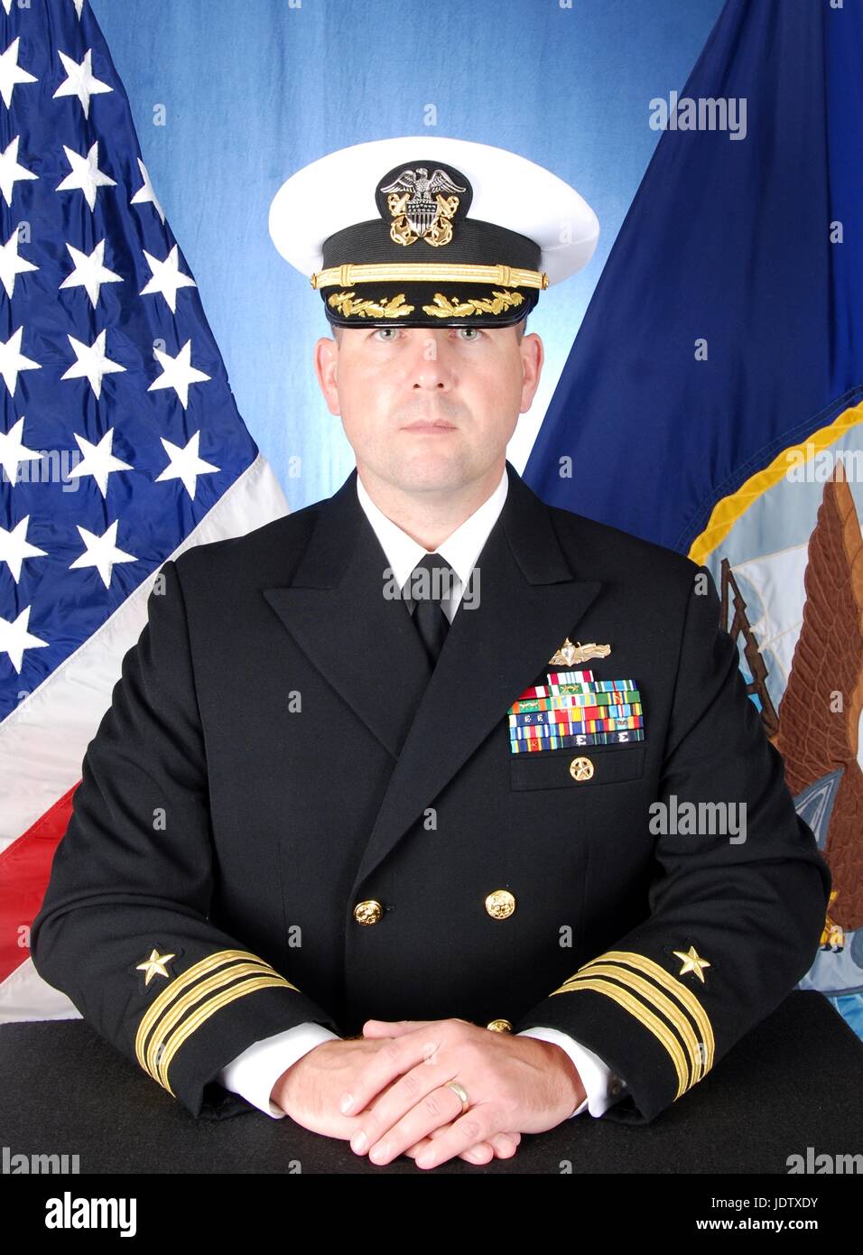 U.S Navy Cmdr. Bryce Benson comandante dell'Arleigh Burke-class missile destroyer USS Fitzgerald Ottobre 3, 2006 a Yokosuka, Giappone. Foto Stock