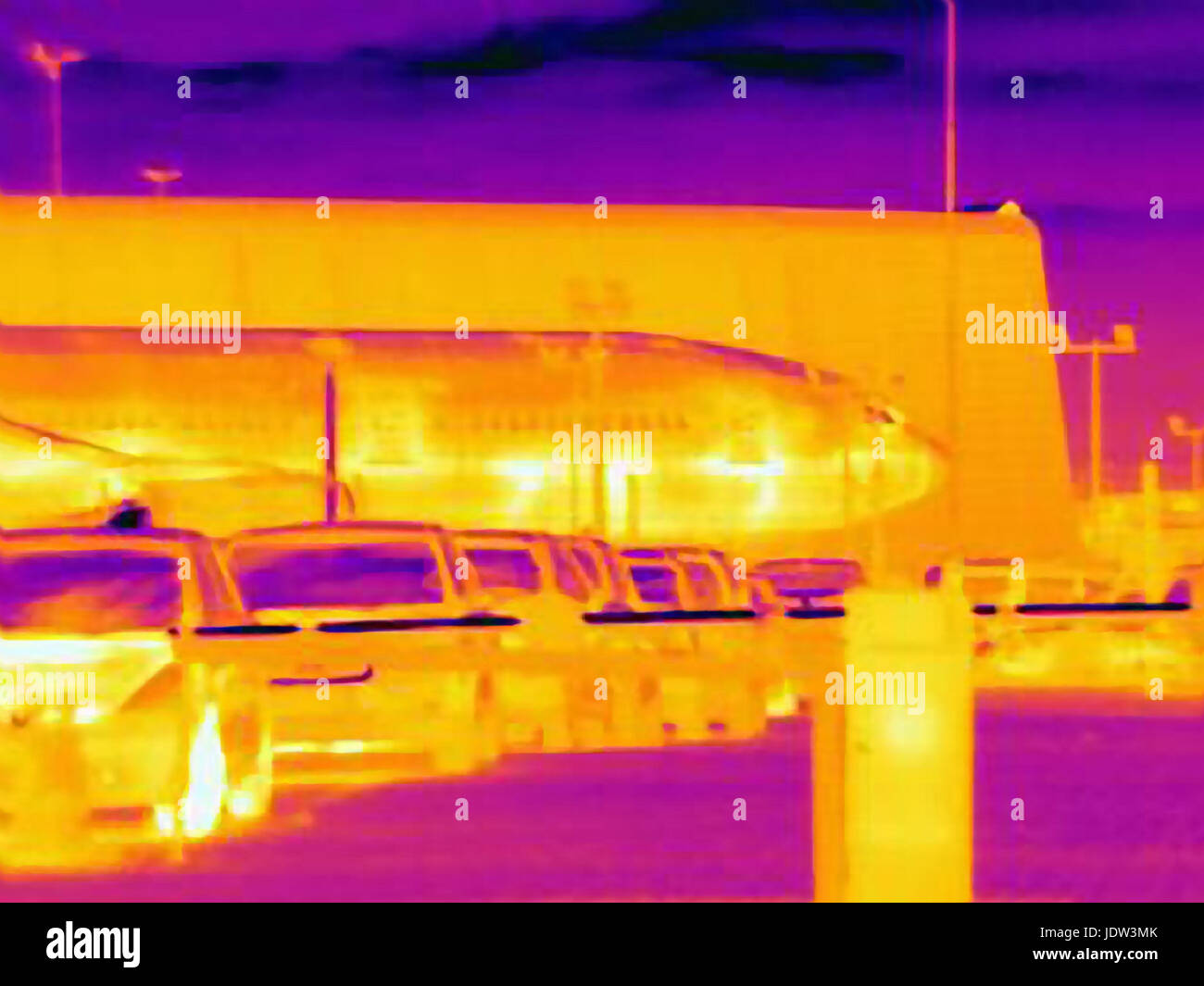 Immagine termica del traffico aeroportuale Foto Stock