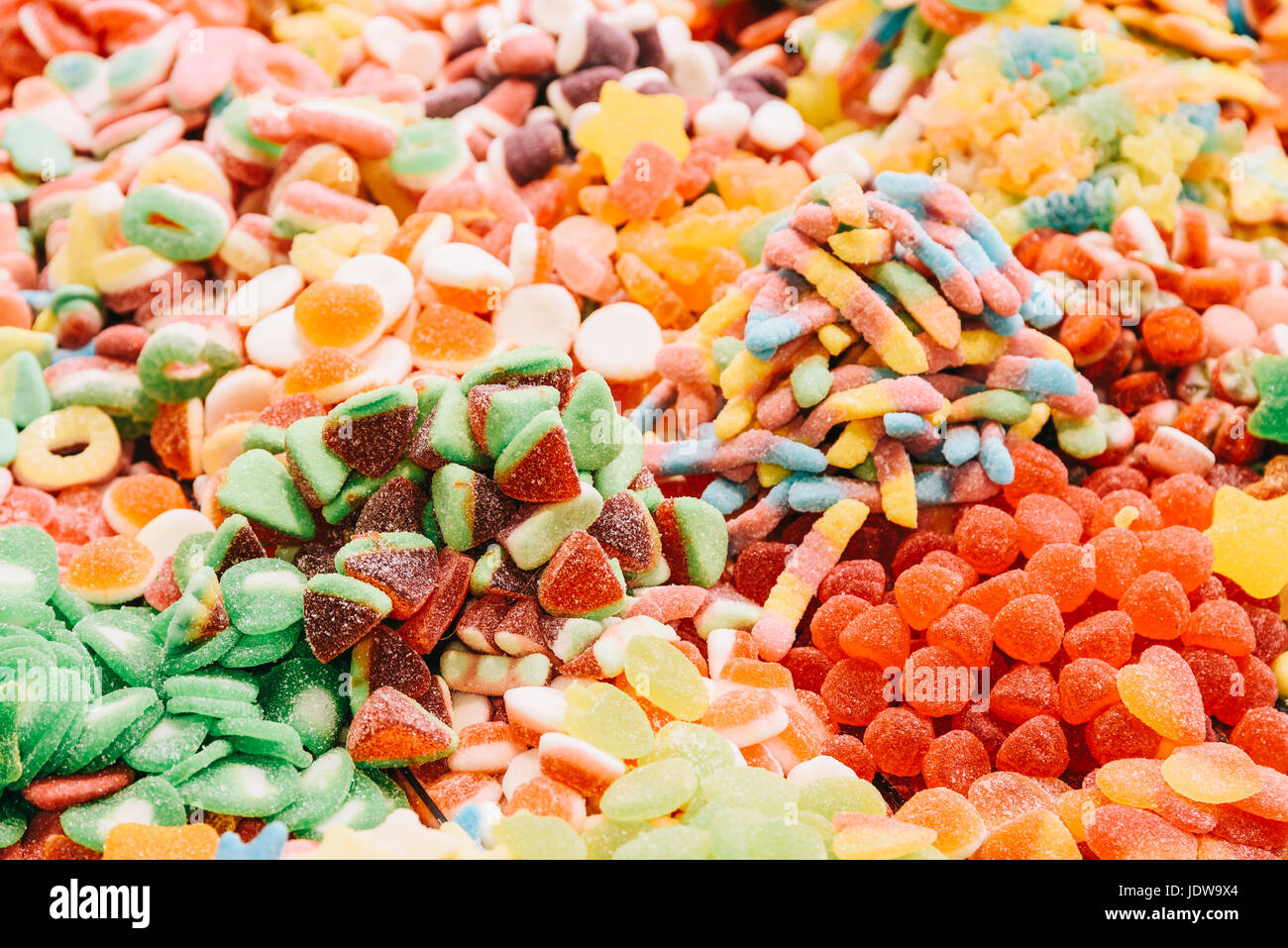 Colorata gelatina dolce per la vendita nel mercato spagnolo Foto Stock