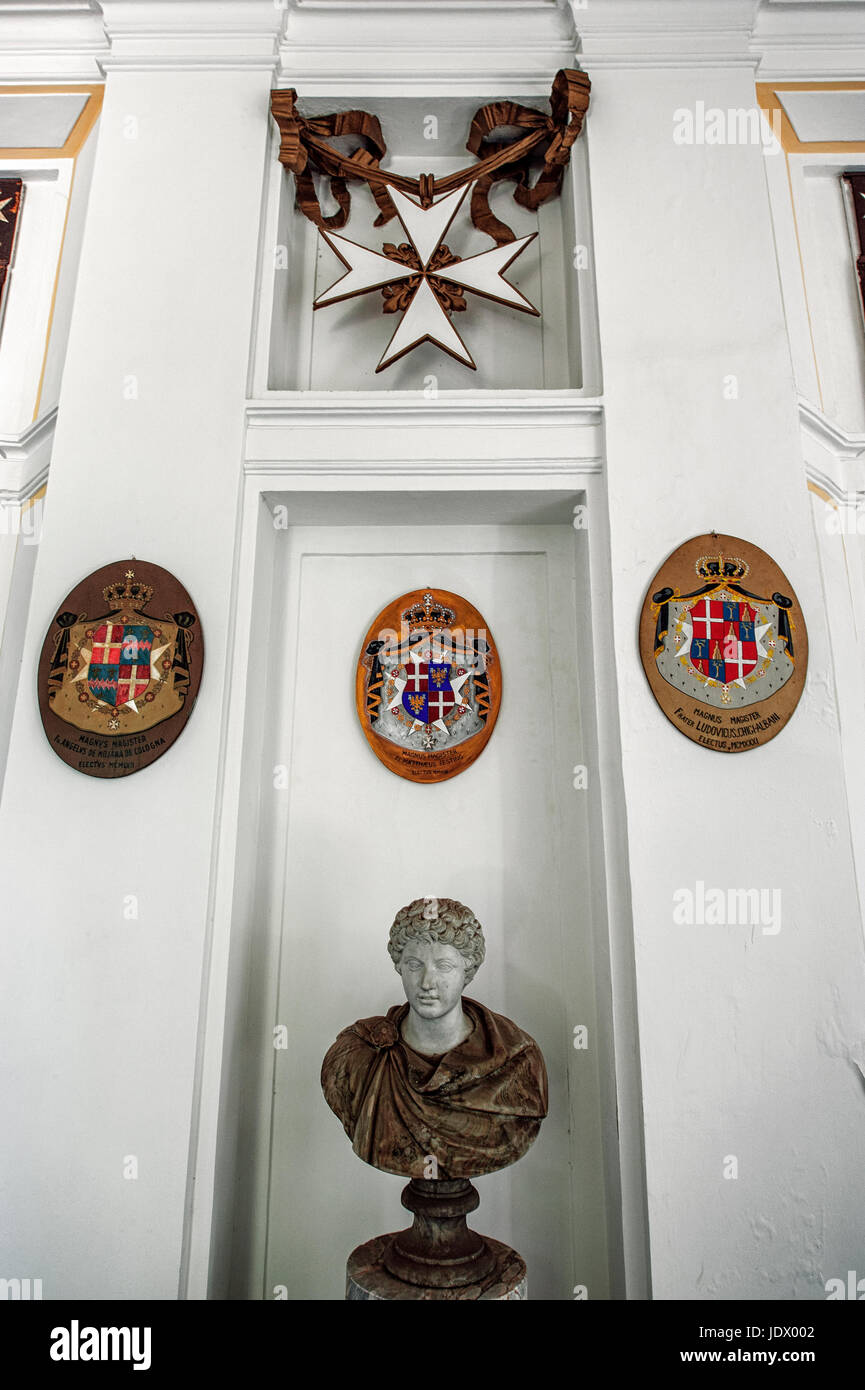 La sala di rappresentanza nella villa del Gran Priorato di Roma del Sovrano Militare Ordine di Malta, briefely Gran Priorato di Roma, Roma, Italia Foto Stock